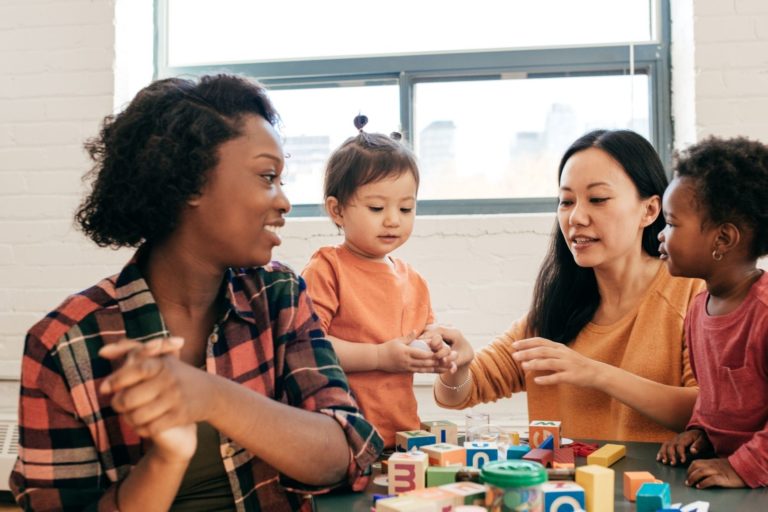 child care providers working with children